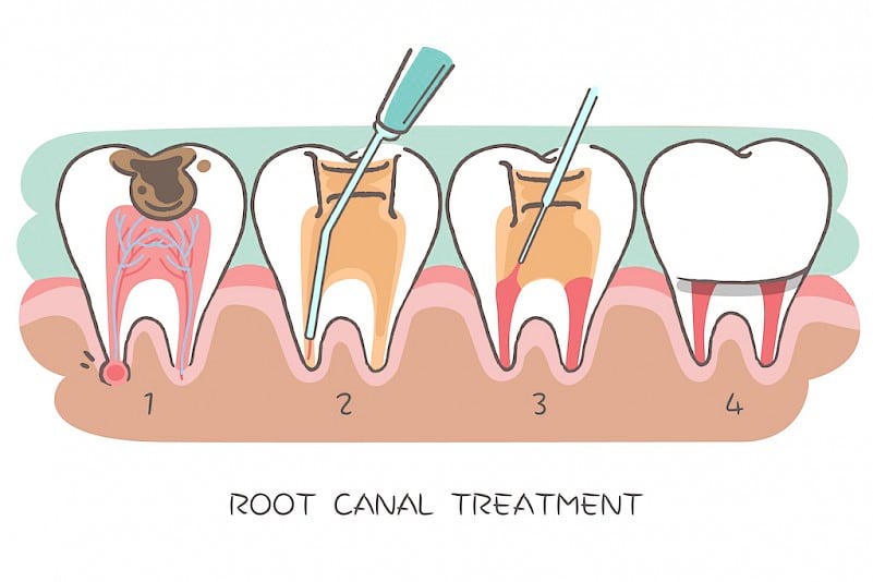 Root canal treatment illustration.