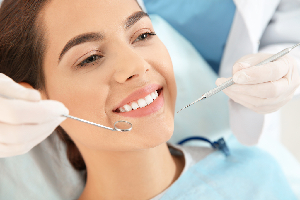 Close-up of professional teeth cleaning procedure.