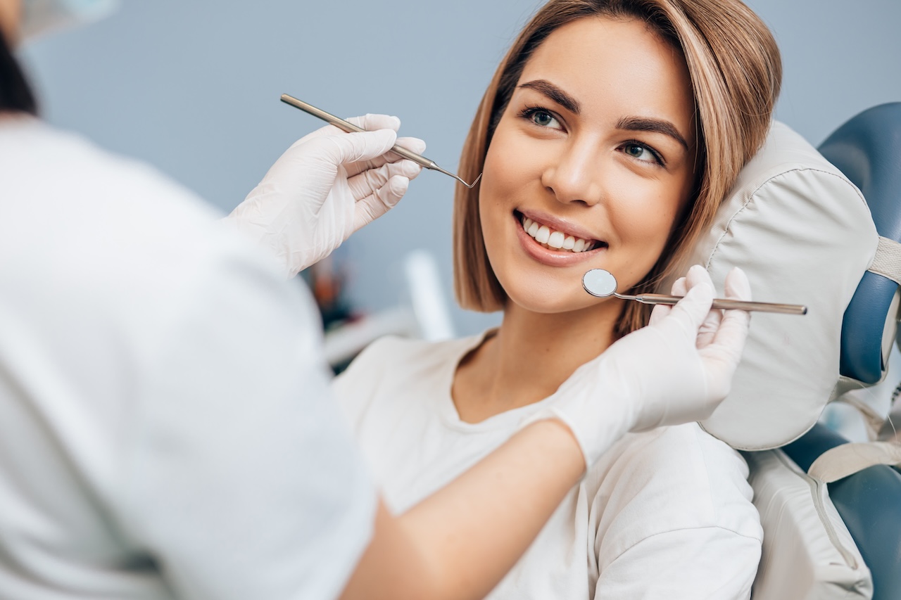 Woman during her dental checkup.